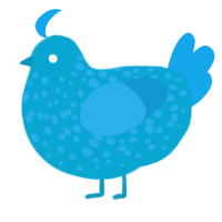 A cerulean and sky chicken with a speckle pattern