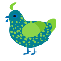 A sea and grass chicken with a speckle pattern