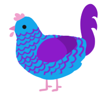 A sky and violet chicken with a lace pattern