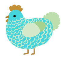 A aqua and gluppy chicken with a lace pattern