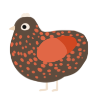 A bark and vermilion chicken with a speckle pattern