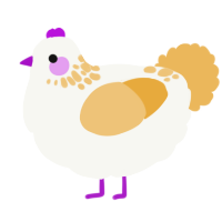 A white and honey chicken with a neck-speckle pattern