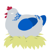 A mist and ultramarine chicken with a neck-band pattern