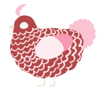 A red and rose chicken with a lace pattern