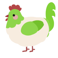 A cream and grass chicken with a head pattern