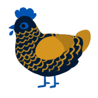A tumblr and ochre chicken with a lace pattern