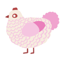 A cream and pink chicken with a lace pattern