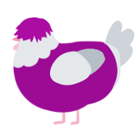 A plum and mist chicken with a head pattern
