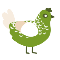 A chartreuse and cream chicken with a half-lace pattern