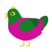 A fuchsia and leaf chicken with a head pattern