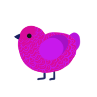 Bawkley, a fuchsia and amethyst chicken with a double-lace pattern