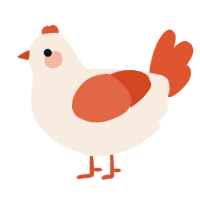 A cream and vermilion chicken