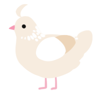 A cream chicken with a neck-speckle pattern