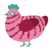 A orchid and maroon chicken with a bar pattern