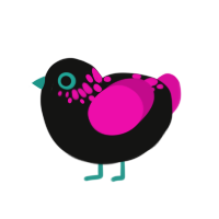 (unnamed), a black and fuchsia chicken with a neck-speckle pattern