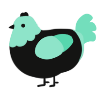 A black and mint chicken with a head pattern