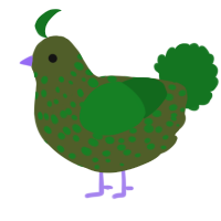 A olive and leaf chicken with a speckle pattern