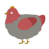 A ash and red chicken with a head pattern