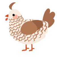 A cream and brown chicken with a lace pattern