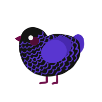 A black and indigo chicken with a lace pattern