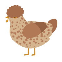 A beige and brown chicken with a speckle pattern