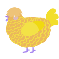 A honey and yellow chicken with a lace pattern