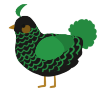 A sable and viridian chicken with a lace pattern