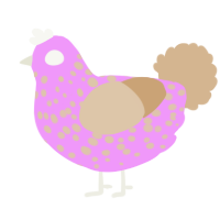 A lavender and beige chicken with a speckle pattern