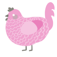A pink chicken with a lace pattern