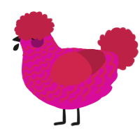 A fuchsia and crimson chicken with a lace pattern
