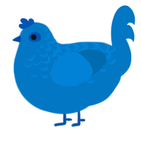 A sapphire chicken with a half-lace pattern