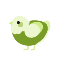 A chartreuse and apple chicken with a head pattern
