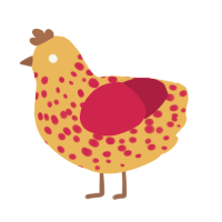 A honey and crimson chicken with a speckle pattern
