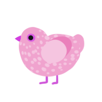 Fork, a pink chicken with a speckle pattern