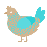 A beige and aqua chicken with a lace pattern