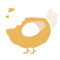 A honey and cream chicken with a head pattern