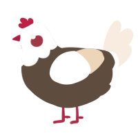 A bark and cream chicken with a head pattern