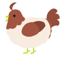 A cream and russet chicken with a head pattern