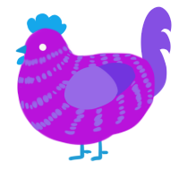 Bi Pride pt 2, a amethyst and blurple chicken with a bar pattern