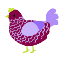 A maroon and lilac chicken with a lace pattern