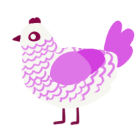 A white and orchid chicken with a lace pattern