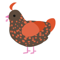 A bark and vermilion chicken with a speckle pattern