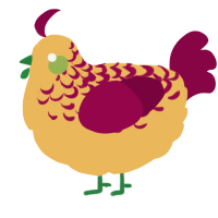 A honey and maroon chicken with a half-lace pattern