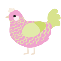 A pink and lemon chicken with a lace pattern
