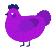 A amethyst and violet chicken with a lace pattern
