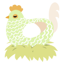 A apple and cream chicken with a lace pattern