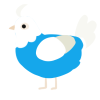 A sky and white chicken with a head pattern