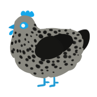 A ash and black chicken with a speckle pattern