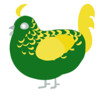 A leaf and yellow chicken with a half-lace pattern