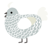 A silver and white chicken with a lace pattern